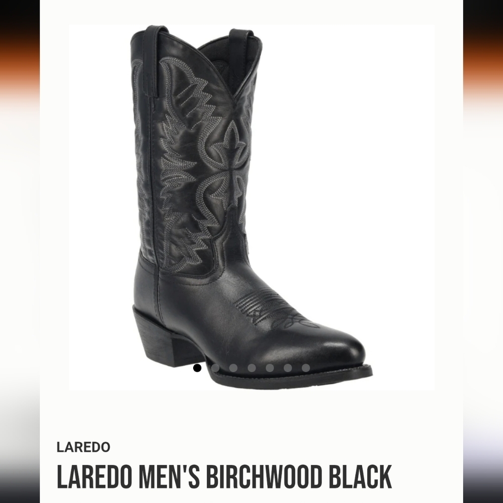 Laredo Men's Birchwood Black Western Boots Leather Mens Size 8.5  Round Toe